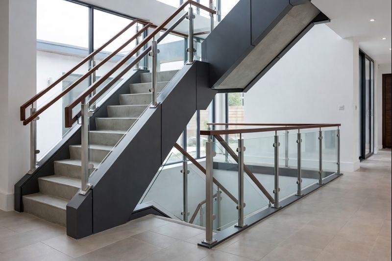 ⁨درابزين زجاج مع تلبيسات من الكلادينج⁩.png