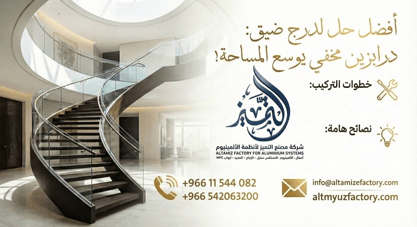 تنفيذ درابزين مخفي باحتراف | أفضل حل هندسي للحفاظ على مساحة الدرج وتشطيب فاخر